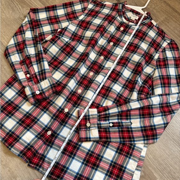 J.Crew festive HOLIDAY PLAID ruffle trim FLANNEL fitted woman’s SHIRT~size S - Picture 9 of 11